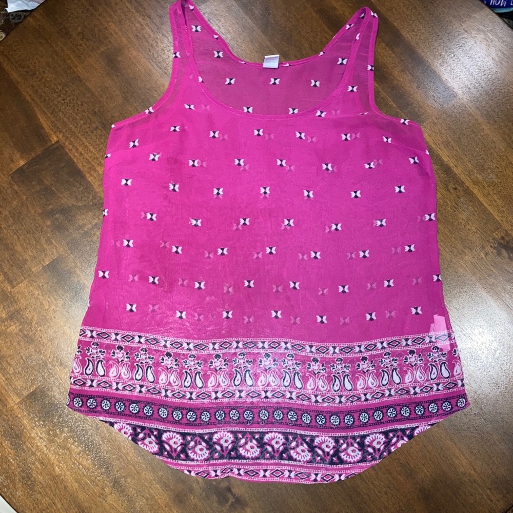 Pink patterned tank top blouse